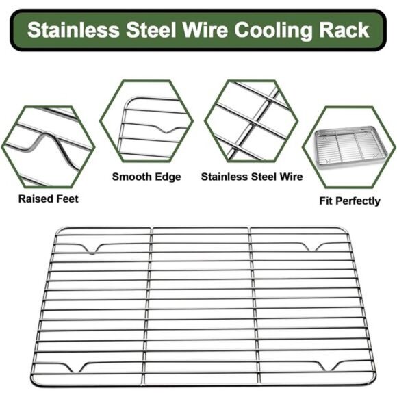 EWFEN Baking Set: Stainless Steel Sheet Pan with Cooling Rack & Silicone Mat - Picture 11 of 16